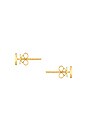 view 3 of 3 White Diamond Mini Disc Studs in Gold