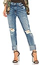 view 1 of 4 Cuffed Slim Boyfriend Jeans in Mid Wash Destroyed