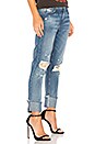 view 2 of 4 Cuffed Slim Boyfriend Jeans in Mid Wash Destroyed