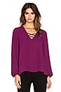 view 1 of 3 Lace Up Blouse in Plum Noir