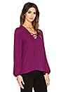 view 2 of 3 Lace Up Blouse in Plum Noir