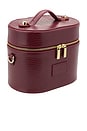 view 2 of 7 Oval Toiletry Case in Burgundy Lizard Print