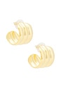 view 1 of 3 Ribbed Earrings in Gold
