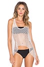view 1 of 4 Layered Tankini Top in Black & Cream