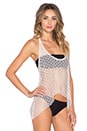 view 2 of 4 Layered Tankini Top in Black & Cream