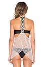 view 3 of 4 Layered Tankini Top in Black & Cream