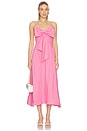 view 1 of 3 Miri V-neck Bow Midi Dress in Bubblegumpink
