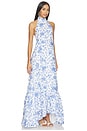view 3 of 5 Elin Halter Gown in White & Blue
