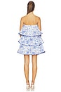 view 4 of 4 Elin Strapless Frilled Mini Dress in White & Blue