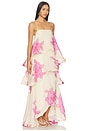 view 2 of 4 Rova Tiered Gown in Cream & Pink