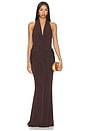 view 1 of 3 MAXIVESTIDO SIMONE in Chocolate Brown