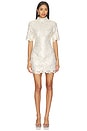 view 1 of 4 Nicoletta Sleeve Mini Dress in White & Gold