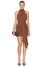 view 1 of 4 Anaya Halter Mini Dress in Mocha Brown