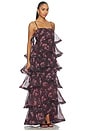 view 1 of 3 Rosaria Strapless Tiered Gown in Plum Multi