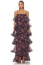 view 2 of 3 Rosaria Strapless Tiered Gown in Plum Multi