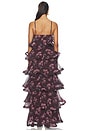 view 4 of 3 Rosaria Strapless Tiered Gown in Plum Multi