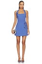 view 1 of 5 Talitha Halter Neck Mini Dress in Cornflower Blue