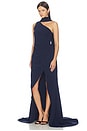 view 4 of 5 Leonara One Shoulder Gown in in Deep Navy