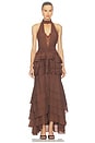 view 1 of 3 Rosera Halter Gown in Chocolate Brown