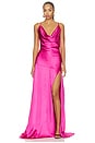 view 1 of 3 Erielle Cowl Neck Gown in Fuchsia Pink