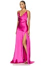 view 2 of 3 Erielle Cowl Neck Gown in Fuchsia Pink