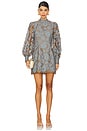 view 1 of 4 Jasmine Long Sleeve Dress in Blue & Bronze