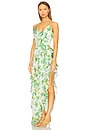 view 3 of 4 Tess Asymmetrical Maxi Dress in Green Multi
