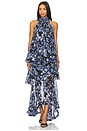 view 1 of 3 Briony Gown in Printed Blue Georgette