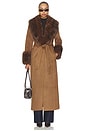 view 1 of 4 Veldra Fur Panel Coat in Chocolate