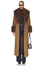 view 2 of 4 Veldra Fur Panel Coat in Chocolate