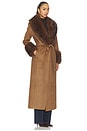 view 4 of 4 Veldra Fur Panel Coat in Chocolate