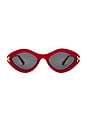 view 1 of 3 Oval Sunglasses in Shiny Red & Smoke