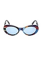view 1 of 3 Oval Sunglasses in Shiny Iride Pattern & Blue