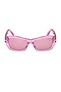 view 1 of 3 Geometric Sunglasses in Shiny Transp Violet & Red