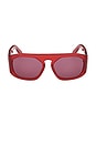 view 1 of 3 Rectangular Sunglasses in Shiny Opal Red & Rose