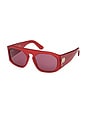 view 2 of 3 Rectangular Sunglasses in Shiny Opal Red & Rose