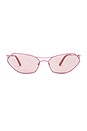 view 1 of 3 Oval Sunglasses in Shiny Pink & Bordeaux Mirror