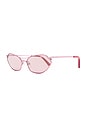 view 2 of 3 Oval Sunglasses in Shiny Pink & Bordeaux Mirror