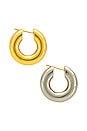 view 2 of 3 On My Mind Two Tone Hoops in Gold & Silver
