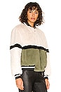 view 2 of 4 Ruby Faux Fur Bomber in Bone, Black, & Sage