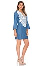 view 2 of 3 Embroidered Denim Shift Dress in Denim Blue