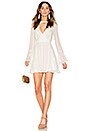 view 1 of 5 Flared Lace Dress with Bell Sleeves in Off White