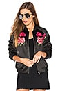 view 1 of 4 BOMBER AVEC BRODERIES FLEURIES in Black