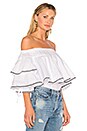 view 2 of 4 Ruffle Trim Off Shoulder Top in White