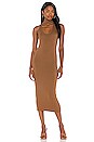 view 1 of 4 Silk Rib Detached Mockneck Sleeveless Midi Dress in Gold