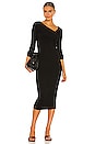 view 1 of 3 Viscose Rib Asymmetrical Wrap Midi Dress in Black