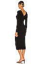 view 3 of 3 Viscose Rib Asymmetrical Wrap Midi Dress in Black