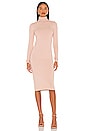 view 1 of 3 Silk Rib Turtleneck Midi Dress in Nude