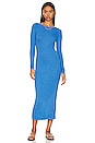 view 1 of 3 Knit Long Sleeve Scoopback Dress in Tranquil Blue