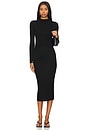 view 1 of 3 Silk Knit Long Sleeve Twist Midi Dress in Black